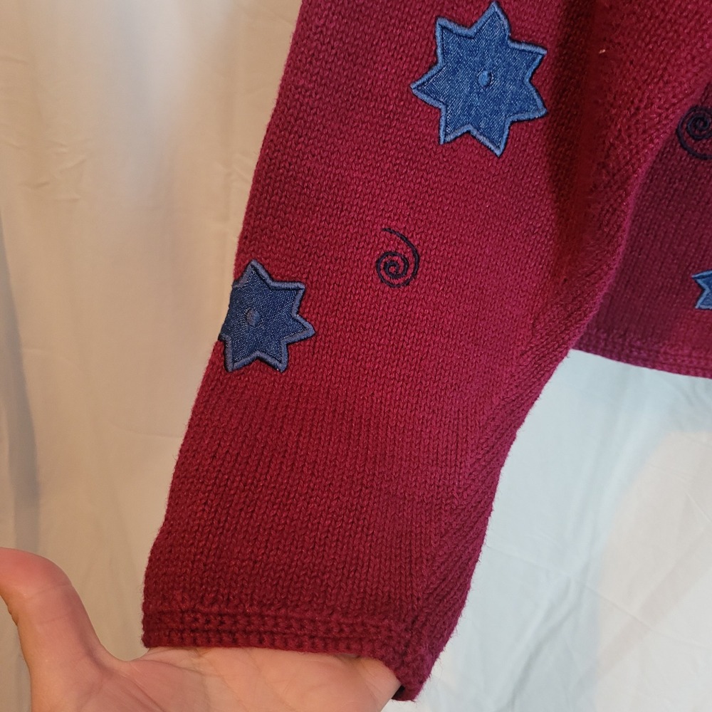 Christopher & Banks Star Patchwork Cardigan Burgu… - image 5